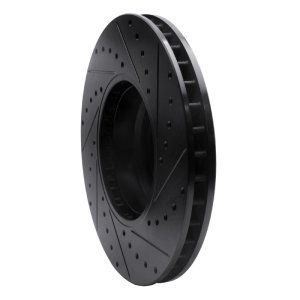 BMW 750IL Brake Rotor (1) - Front Left - R1 Concepts - Drilled & Slotted - Black - `95-`01